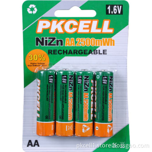 Ni-Zn 1.6V AA 2500mwh Rechargeable Battery